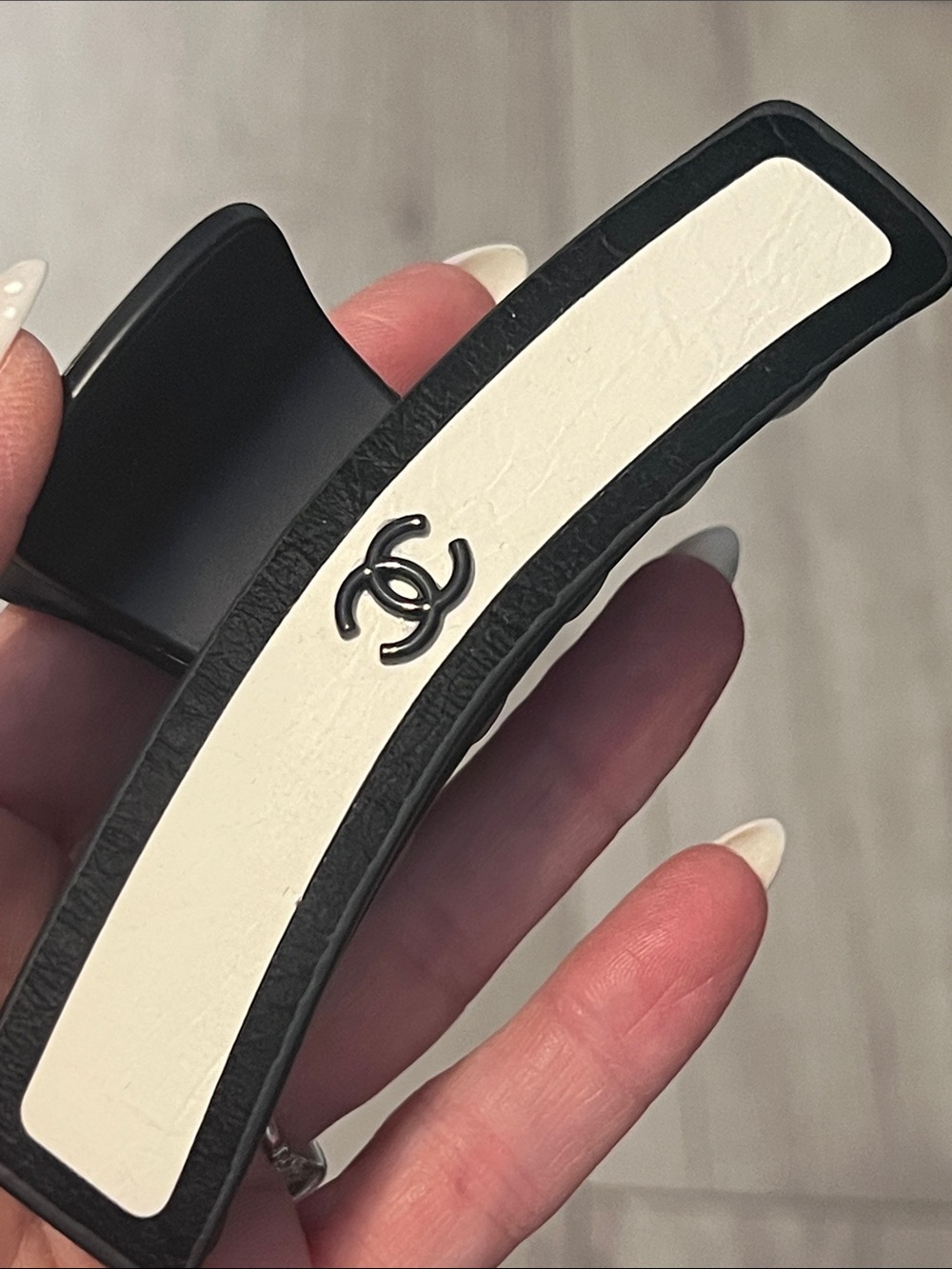 Black and White Logo Accent Hair Clip